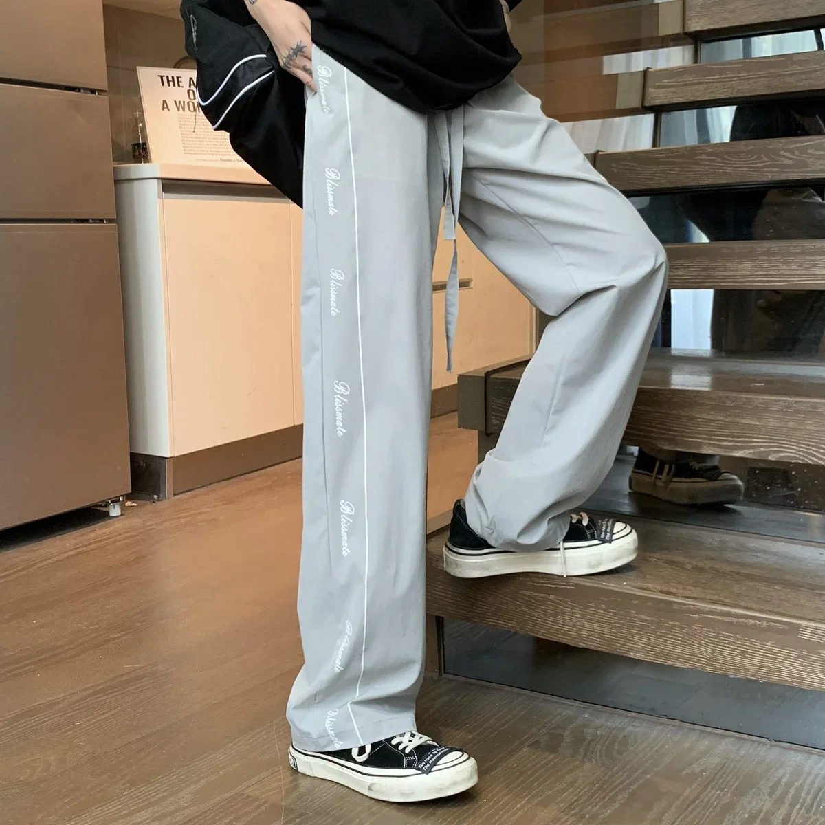 Long Loose Male Trousers Cooling Baggy Men's Casual Pants Cool Ice Silk Fashion 2024 Low Price Stylish Sale Harajuku Cheap Y2k