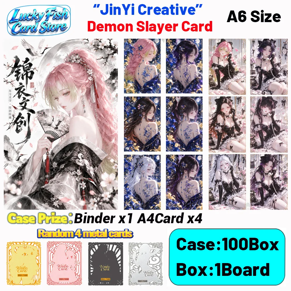 Wholesale 2026 New JinYi Creative Studio Demon Slayer Cards A6 Size Boards Anime Collectibles Character Fan Gifts