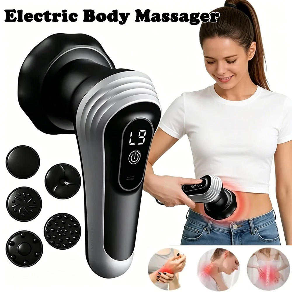Elektrisches Körpermassagegerät für den Nacken mit 5 Massageköpfen, Rücken- und Schultermassagegerät, kabelloses Handmassagegerät gegen Cellulite, Schönheitswerkzeug