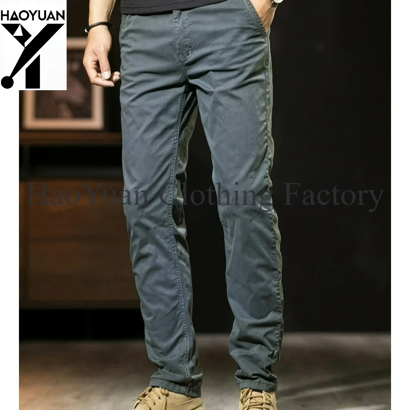 Khaki Gray Black Pants for Men Straight Casual Pants Men Clothing Overalls 2025 Spring Summer Cotton Work Trousers Male