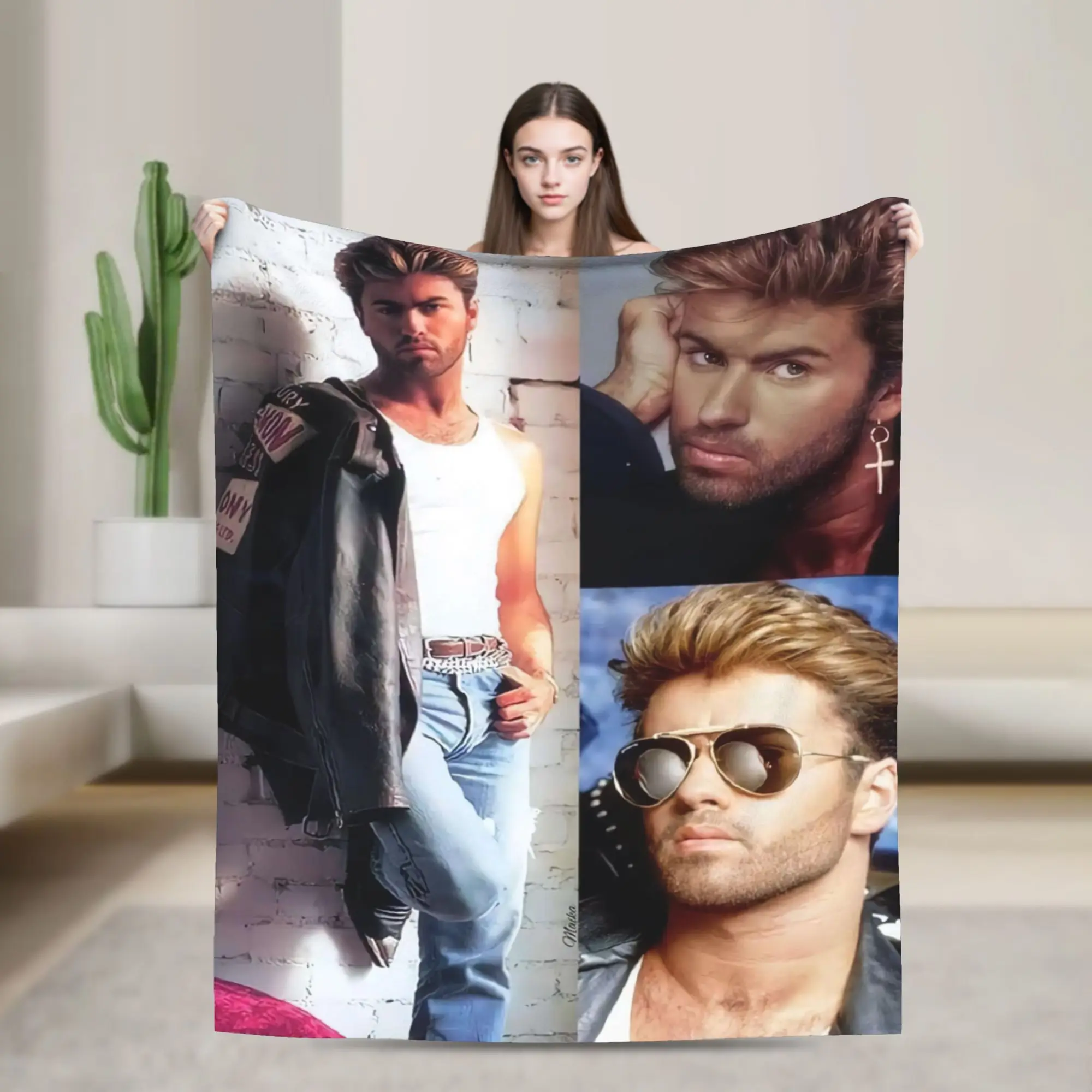 Super Warm BlanketKids Adult Decorative George Michael British Singer Throw Blanket  Flannel Bedspread For Outdoor Bed Cover
