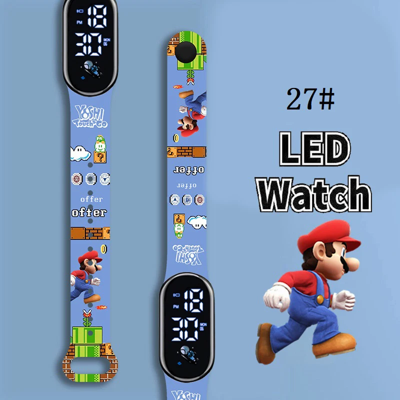 

Super Mario Bros Children's Watches Anime Character Luigi Luminous Bracelet Watch LED Touch Waterproof Sports Kids Gifts Watch