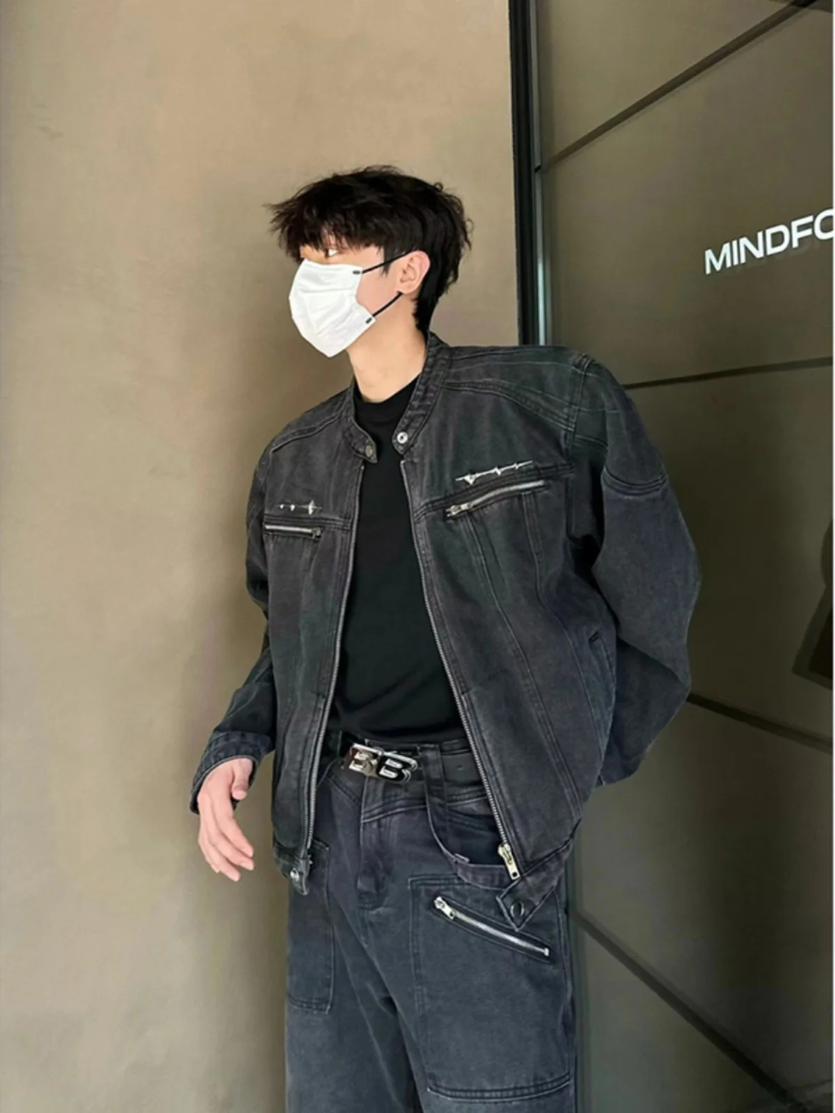 

Мужская джинсовая куртка Cleanfit с подкладкой и плечами, винтажная куртка на молнии в американском стиле High Street Sle, смесь хлопка и полиэстера