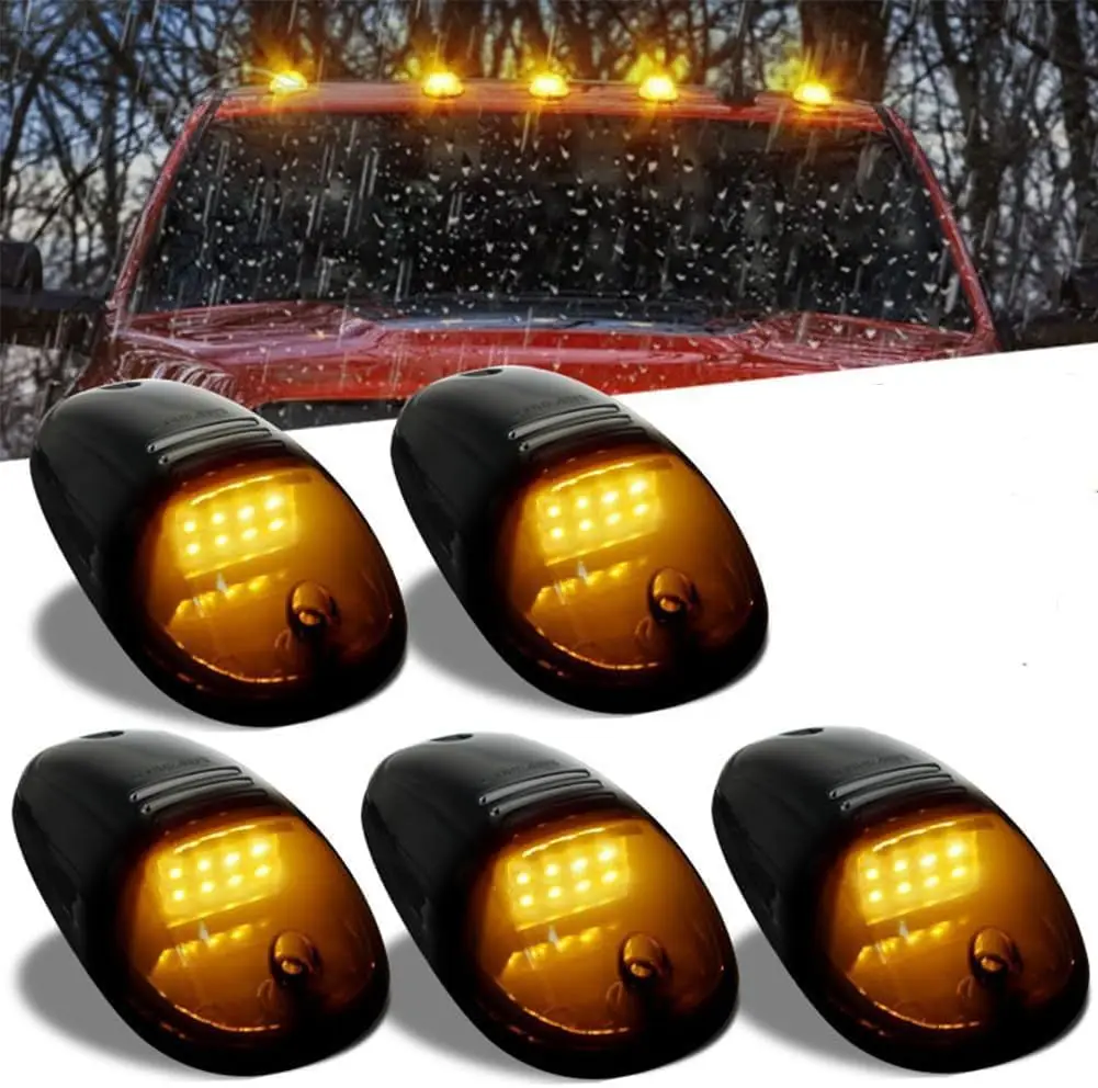 

5pcs Solar Powered Wireless Cab Roof Marker Running Light LED For Car SUV Truck