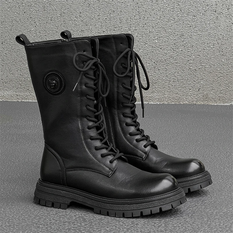 

High Quality Men's Boots Platform Boots Designer Shoes Fashion High Leather Boot Retro High-Top Boots for Men Botas Para Hombre