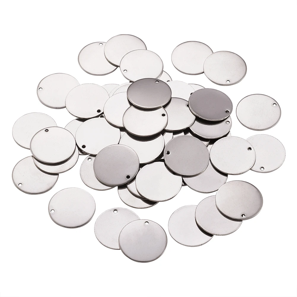 

50pcs Blank Stainless Steel Stamping Tag Charms Flat Round Pendants For Jewelry Making DIY Necklaces Keychain Findings