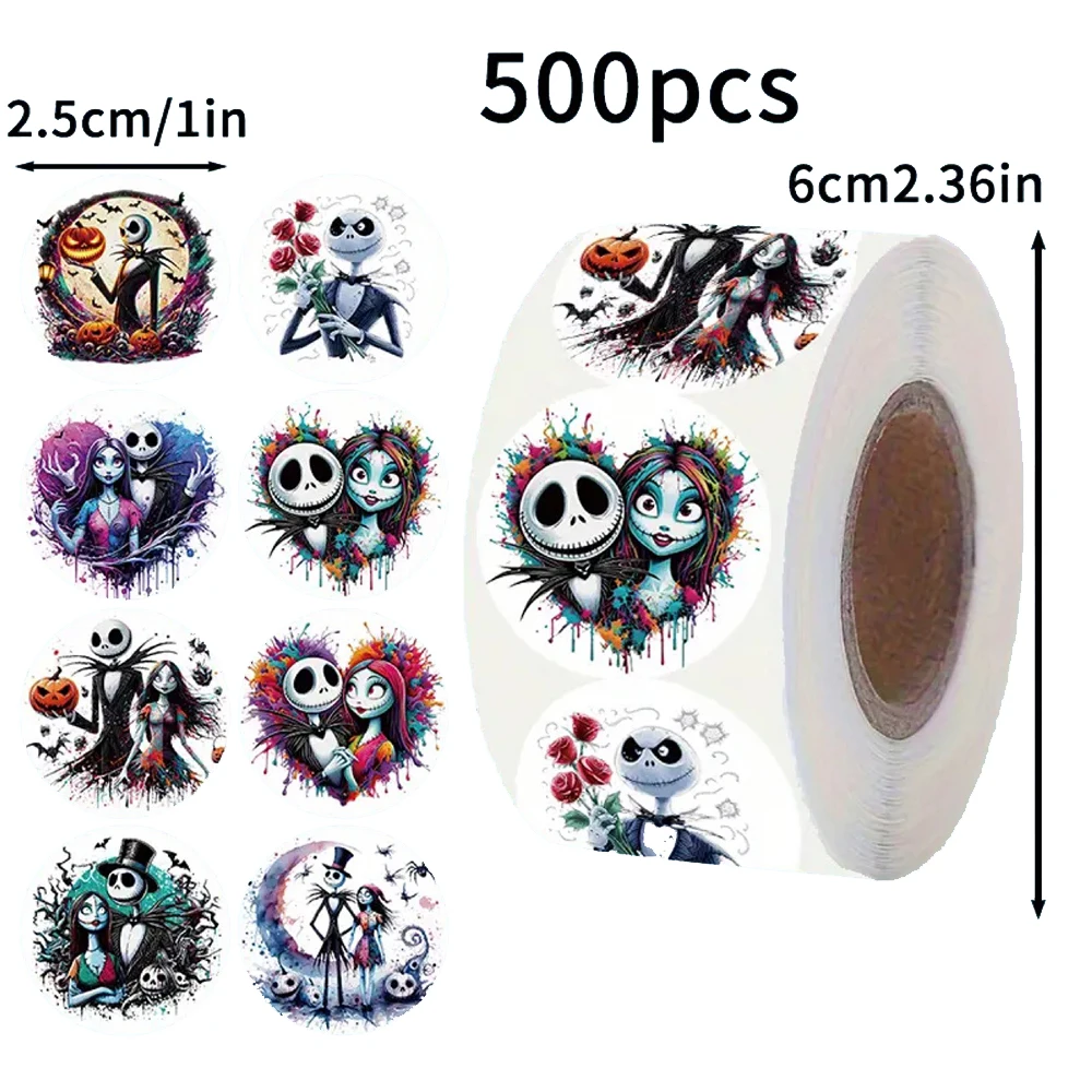 

500pcs/roll Disney The Nightmare Before Christmas Stickers Cartoon Sealing Sticker Notebook Phone Guitar Kids Reward Decals Gift