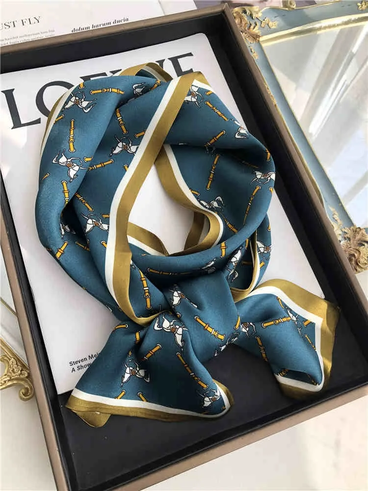 الخيول طباعة 100% الحرير حلقة وشاح Foulard النساء السيدات الساحرة منديل ربطة العنق الشاطئ الشعر قبعة الأوشحة عقال 150*16 سنتيمتر