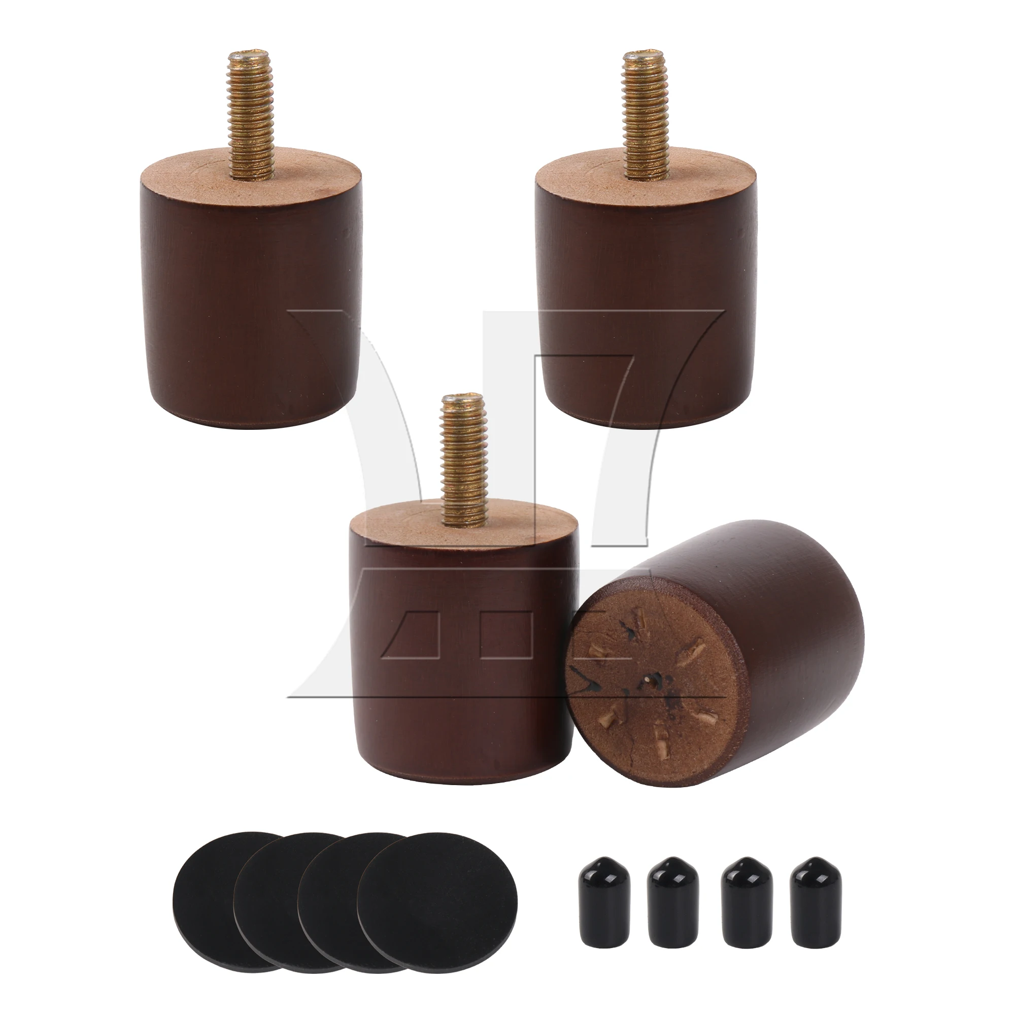 4 peças de pernas de móveis marrons para cadeira, sofá, cama, mesa, 1,5x1,38 polegadas