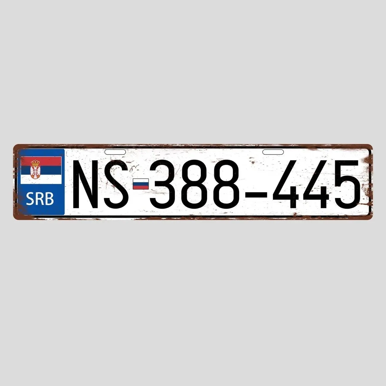 Customizable Retro Serbian Metal License Plate - Custom Text Car/Home Decor, Vintage Decorative Sign (Decorative Only)