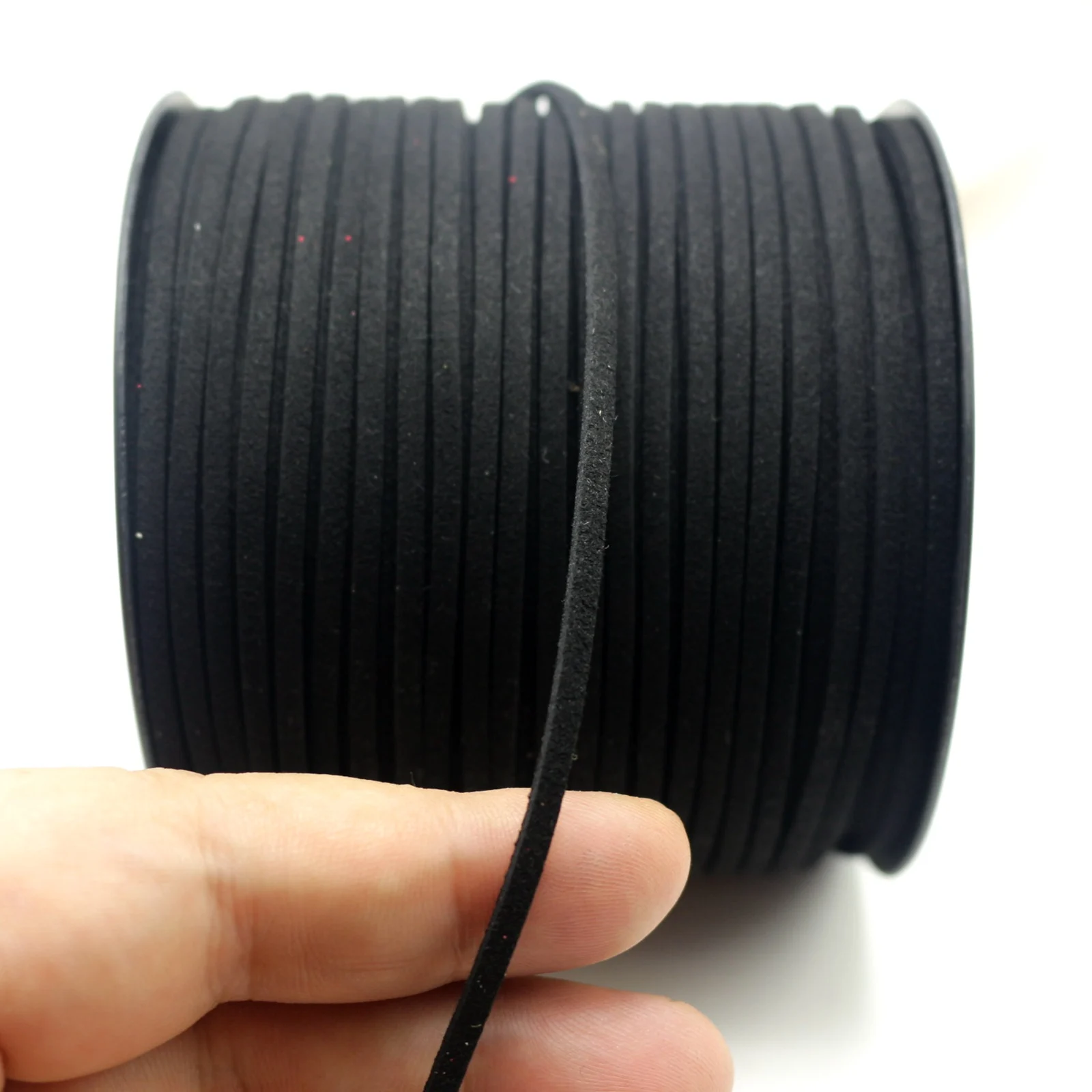 100 Yards Black Faux Suede Flat Leather Cord Lace String 2.6mm  with Roll Spool for Necklace Bracelet Beaded DIY Handmade Craf