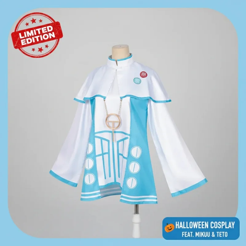 

✠CAINIAO✠CAINIAO Kasane Teto Cosplay Costume Dress Wig Women Halloween Anime Outfit Project Sekai Mikuu Blue White Nun Dress T@✠