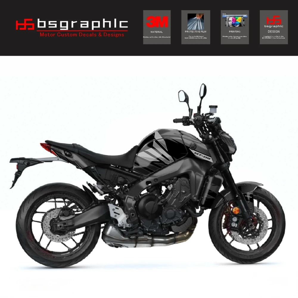 

For Yamaha Mt-09 MT09 2021 2022 2023 Motorcycle Body Fairing Protective Sticker Decal Street Bike Mintis Graphic Kit Black