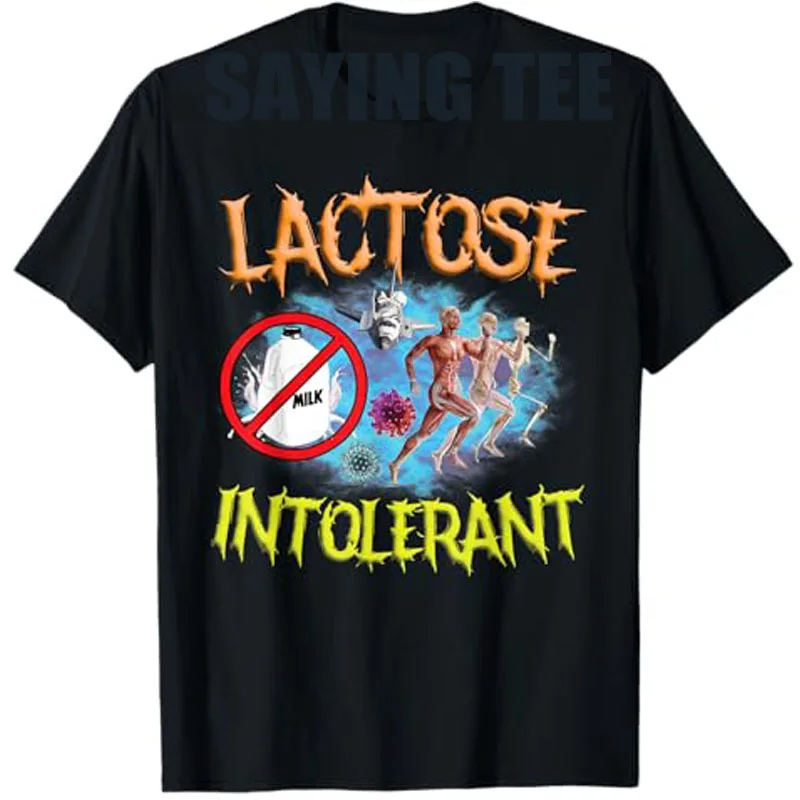 

Lactose Intolerant Ironic Sarcastic Funny Humor Cringe Meme T-Shirt Humorous Saying Tee Y2k Top Men's Fashion Aesthetic Clothes