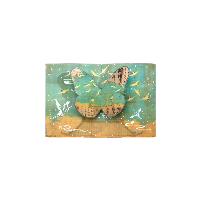 

Chinese style three-dimensional butterfly greeting card envelope set handmade holiday commemorative message blessing small card