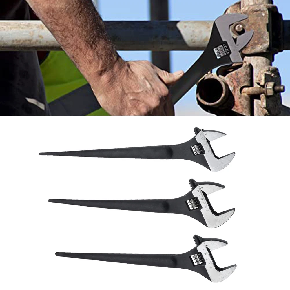 

Разводной гаечный ключ и наконечник лома, ручной инструмент для строительства и ремонта, хромованадиевая сталь, черная антикоррозийная отделка