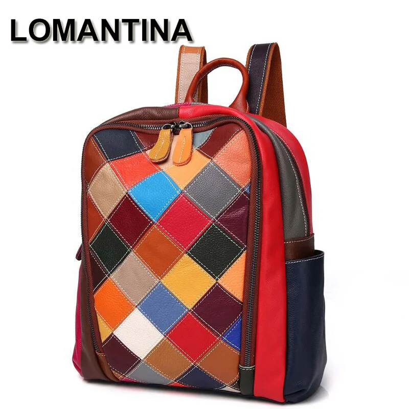 

LOMANTINA New Cow Leather Women's Backpack Fashion Retro Cowhide Ladies High Capacity Travel Bags Woman Shoulder Tote Shoolbags