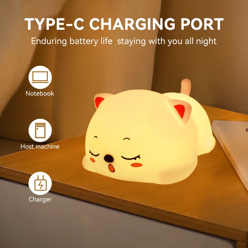 

Snoring Cat Night Light,Touch-control Dimming,Charging & Timing ,Ideal for Home Decor,Perfect Gift Choice