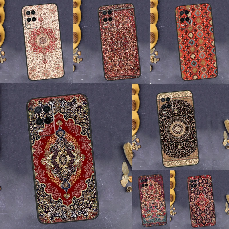 Retro Ethnic Carpets Turkish Rug Case For OPPO A53 A31 A5 A9 A15 A16 A17 A57s A77 A76 A52 A72 A91 A93 A94 A54 A74 A96 Coque