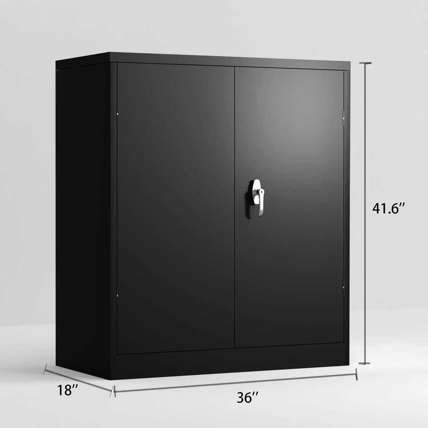 [Flash Sale]Black Metal Storage Cabinet with 2 Doors&2 Shelves Lockable Steel Storage Cabinet for Office Garage Warehouse[US-W]