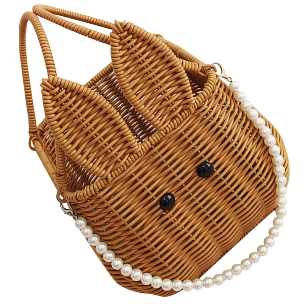 

Portable Picnic Basket Hand Woven Flower Storage Basket for Home Decor Gift Wedding DIY Rattan Multipurpose Lightweight Handle