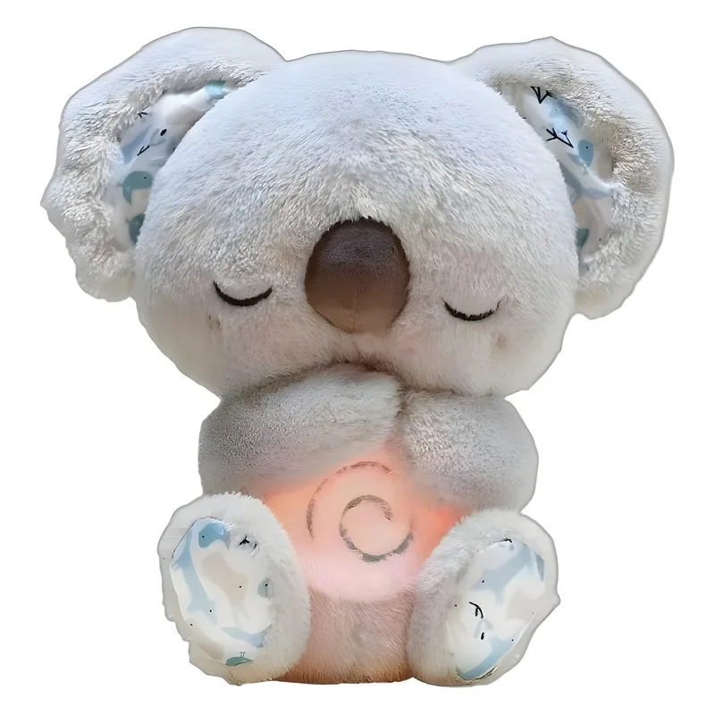 Baby Music Breathing Bear Baby Soothing Otter Plush Doll Toy Baby Kids Soothing Sleeping Companion Sound and Light Doll Toy Gif