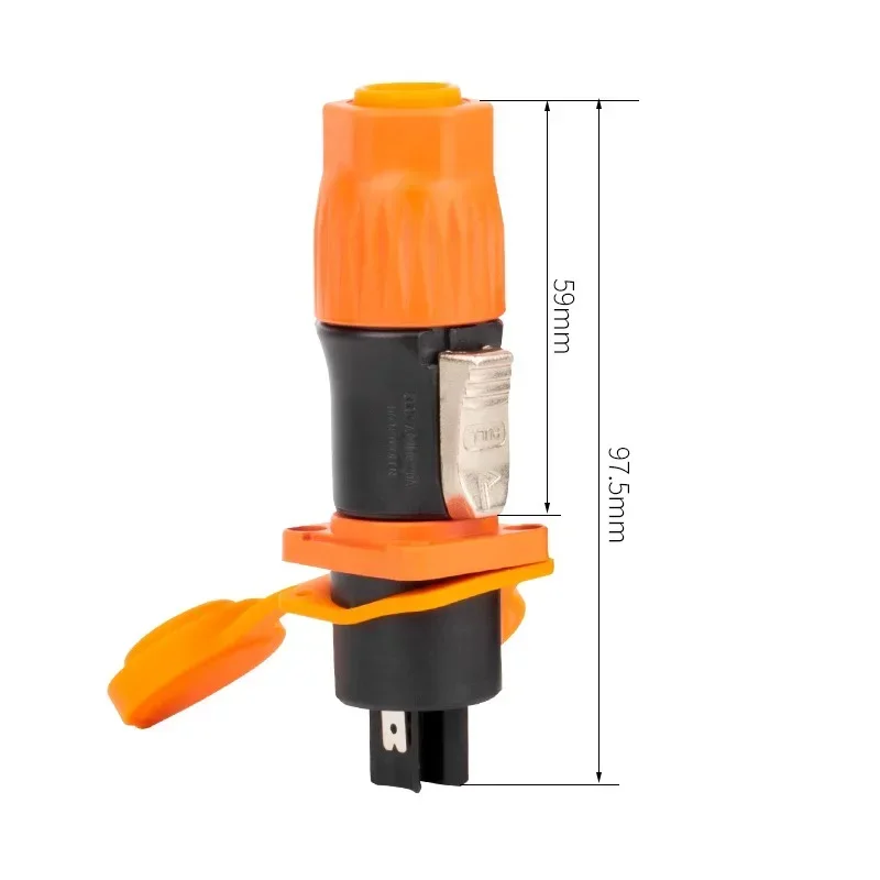 3Pins Orange 20A IP65 Waterproof power plug socket stage beam light three-core power cord led display Aviation plug