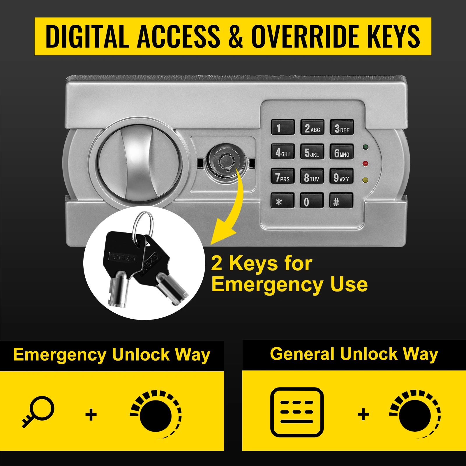 SucceBuy Electronic Safe Deposit Box With Drop Slot Secret Hidden Piggy Bank Security Digital Access Two Keys for Store Money Guns