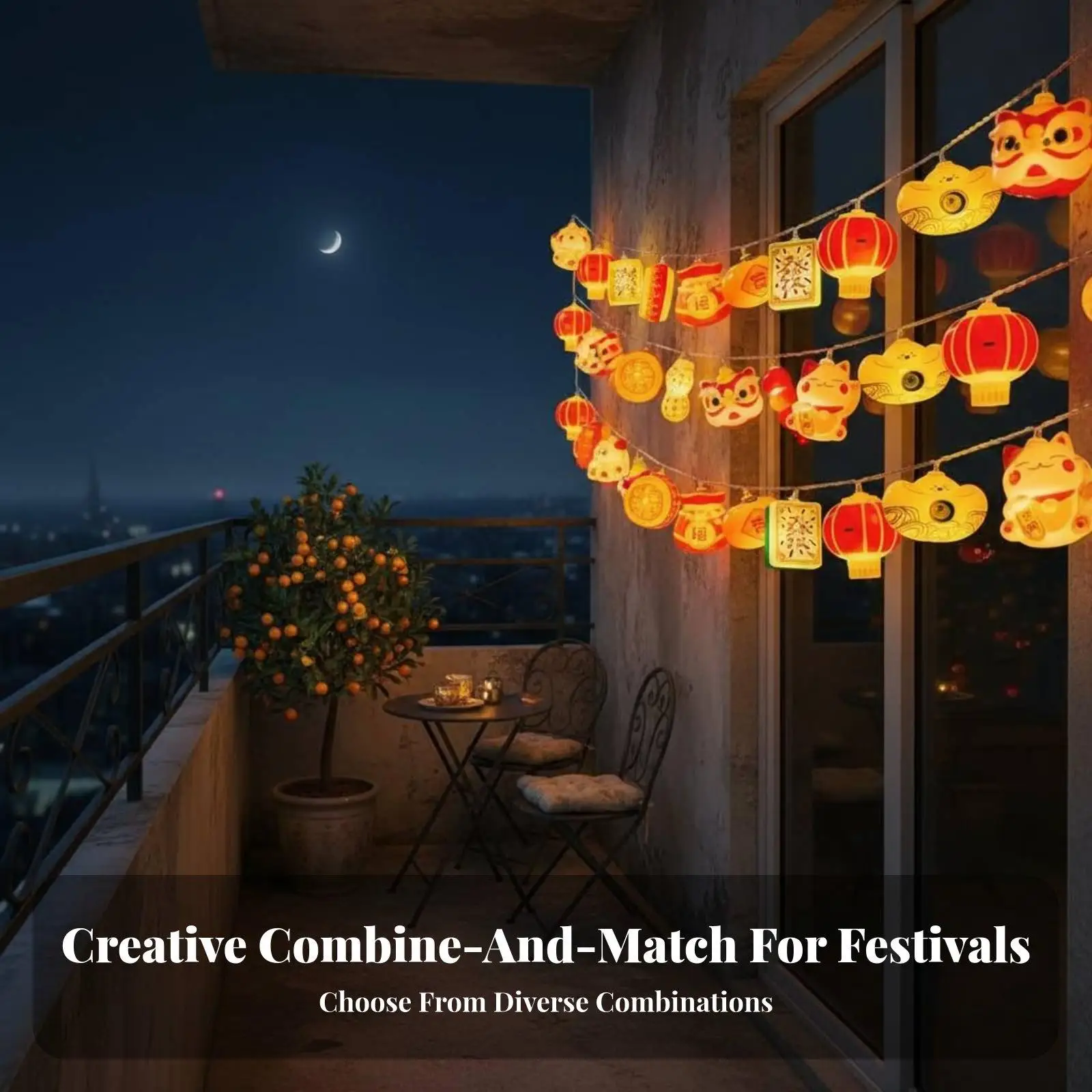Festival Light String Auspicious Fu Character Neon Lights Decoration for Chinese New Year Festive Scene