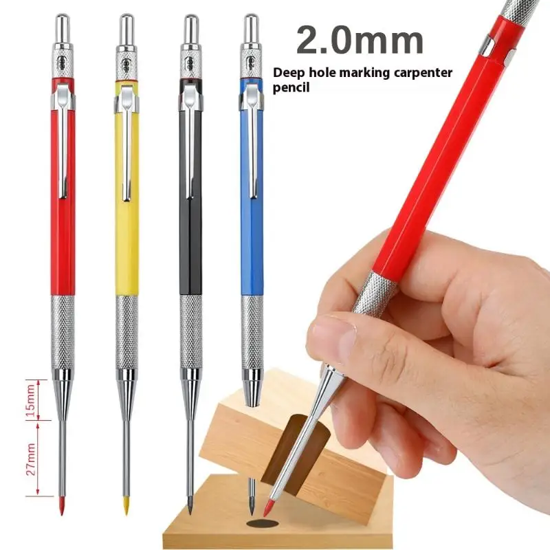 

1Pc Deep Hole Metal 2.0mm Woodworking Mechanical Pencil Or 8Pcs 2.0mm 2B Replaceable Lead Marking Pencil For Woodworking