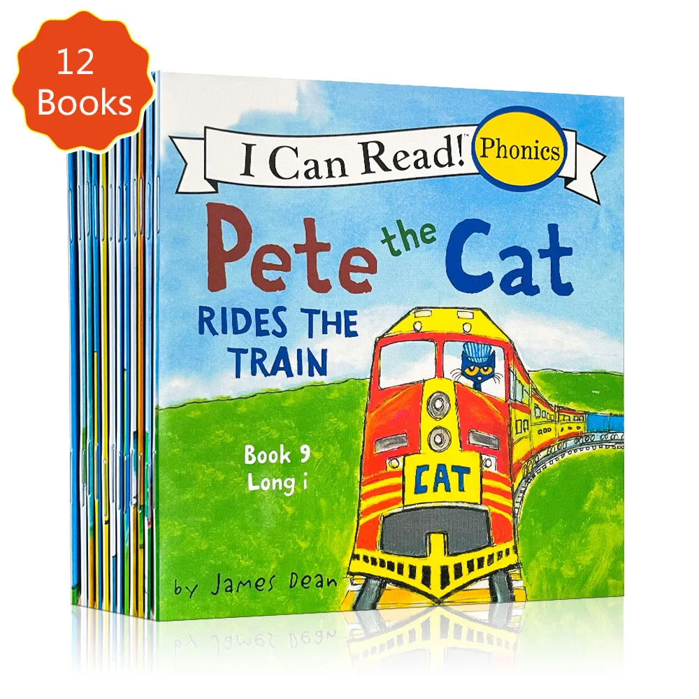 12 Books/Set I Can Read Pete The Cat Picture Books Children Baby Famous English Tales Child Book Set Baby Bedtime Pocket Book