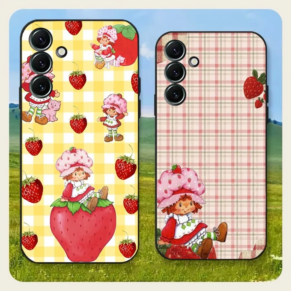 S-Strawberry pink S-Shortcake Phone Case For Samsung Galaxy A20,A21s,A22,A31,A32,A52,A53,A72,73,A80,A91Soft Black Cover