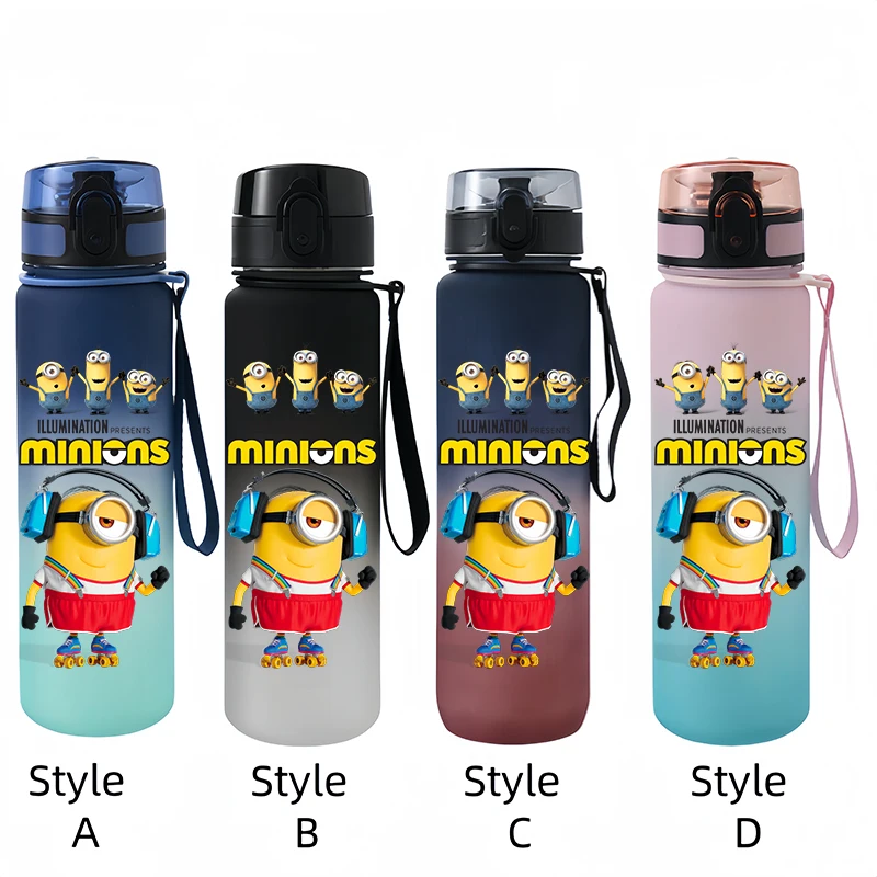 Spregevole Me Minions sport di grande capacità tazza d\'acqua all\'aperto bottiglia di plastica portatile da 650ML Anime Cartoon Cycling Off Road RUN