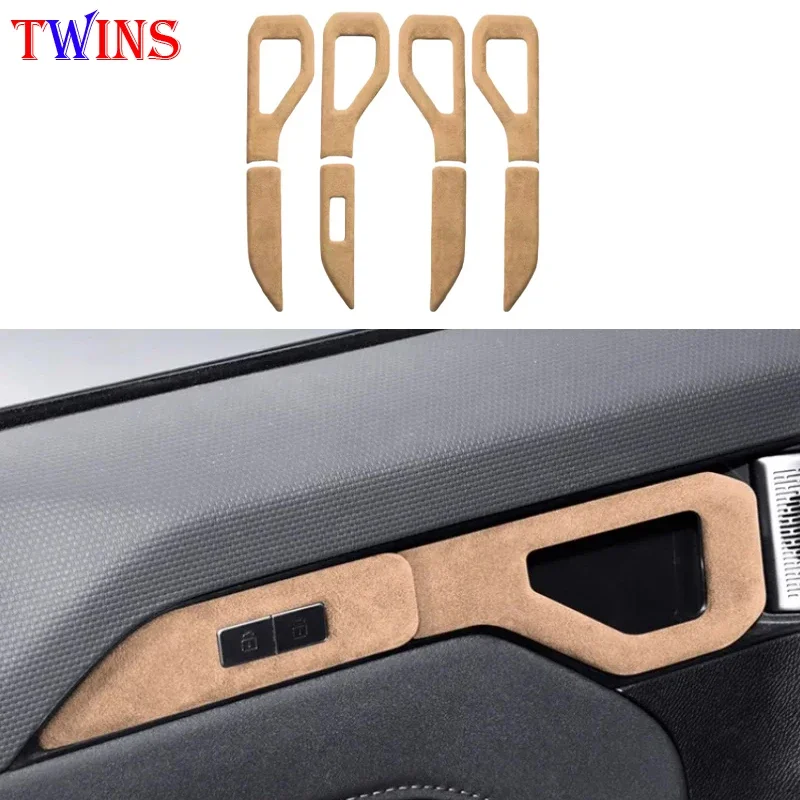 Car Door Handle Panel Frame Inner Door Bowl Sticker Suede Interior Fit for JETOUR Traveler T2 2023-2024 Decorative Accessories