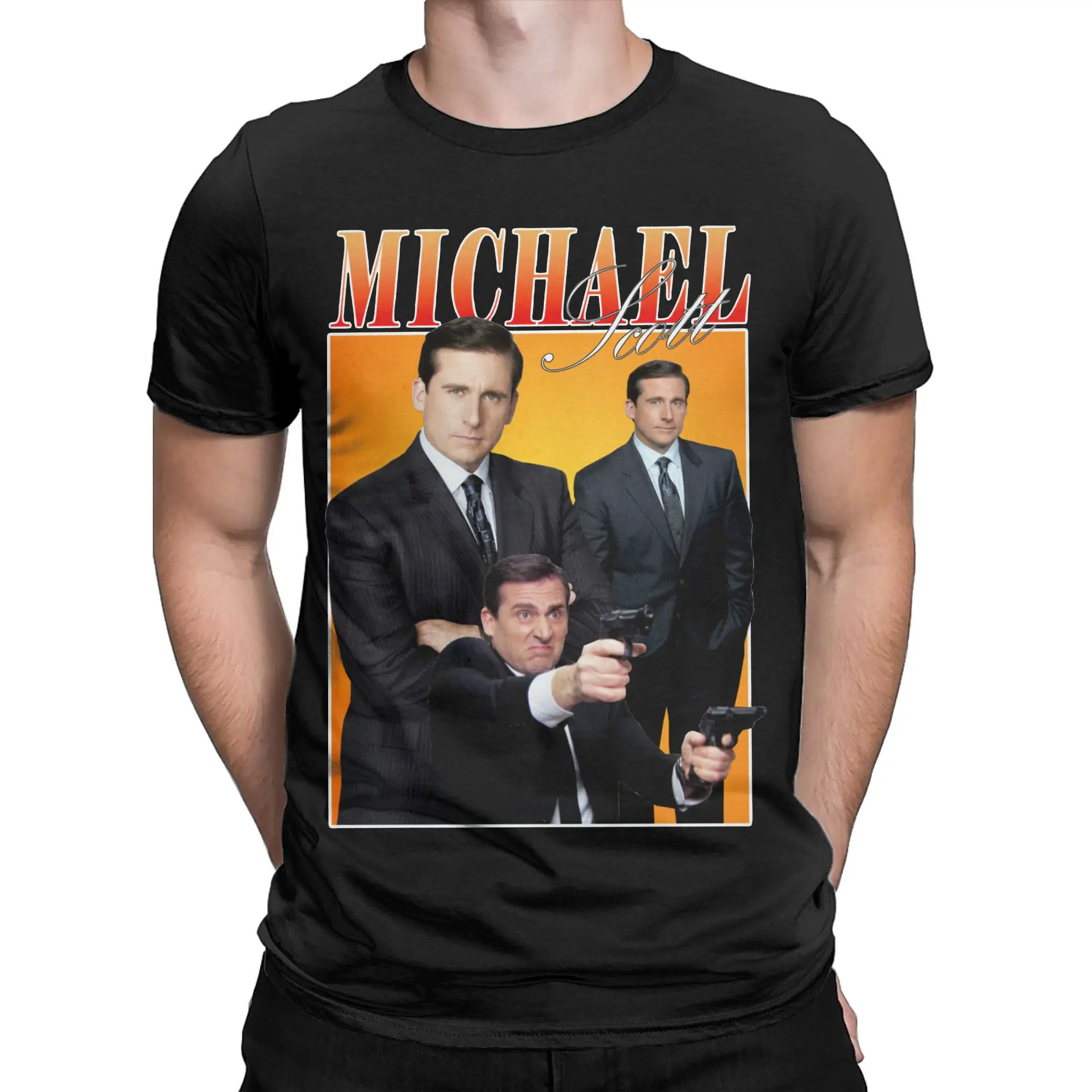 The Office TV Show Michael Scott Homage T Shirt for Men 100% Cotton Vintage T-Shirts Crewneck Tees Short Sleeve Clothes Gift