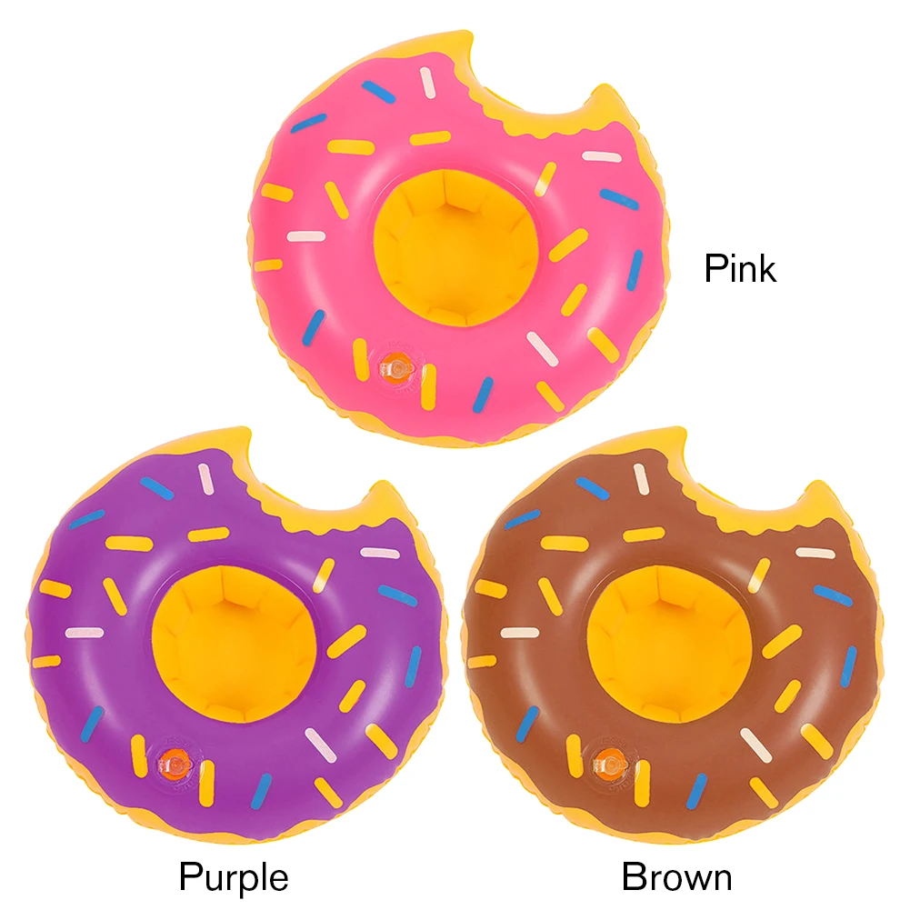 Donut Floating Coasters Multicolor Water Inflatable Coasters Portable Inflatable Circle Coasters for Holiday Birthday Party