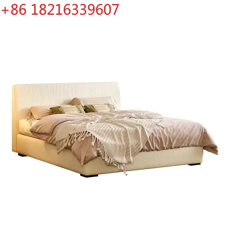 YAO Tongyu Square Chenille Double Bed Modern Simple Flush Edge Storage Bed Small Apartment Bedroom High Box Fabric Bed