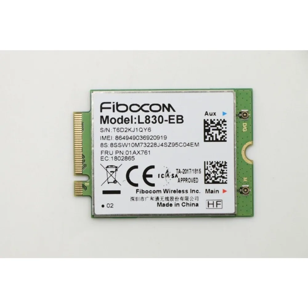 

Карта Fibocom L830-EB WWAN для Lenovo X280 T480 T490 T490s T590 P53s X390 01AX761