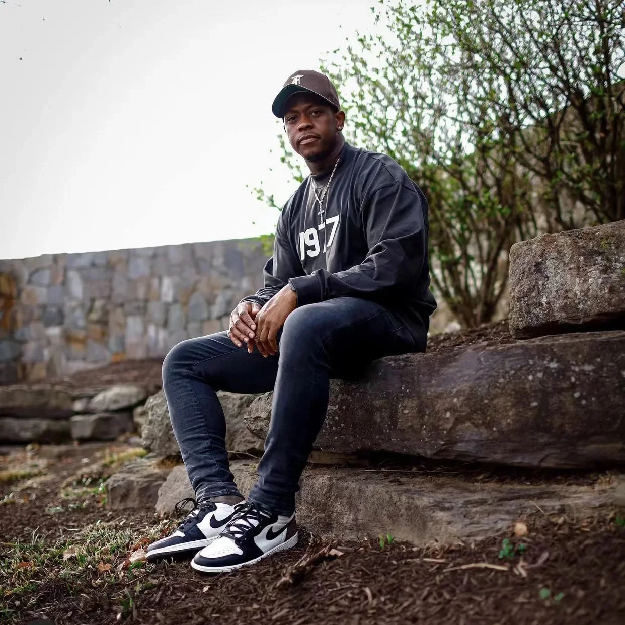 تي شيرت Essentials American Style 1977 High Street يتدفقون برقبة دائرية من القطن الخالص بطبقة أساسية وأكمام طويلة ورقبة دائرية #4