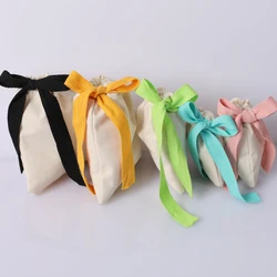 Custom Logo Printed Eco-friendly Shopping Bag Natural Muslin Cotton Drawstring Shopping Bag Dust Drawstring Bag Wedding bag