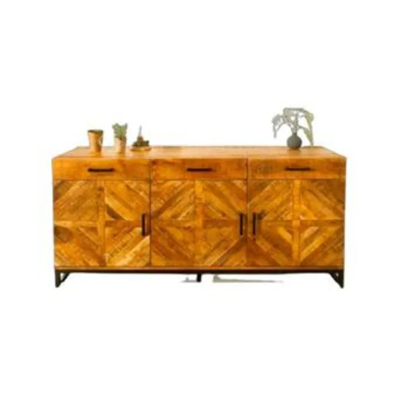 

Modern Italian style Nordic wood curved side sideboard accent cabinet