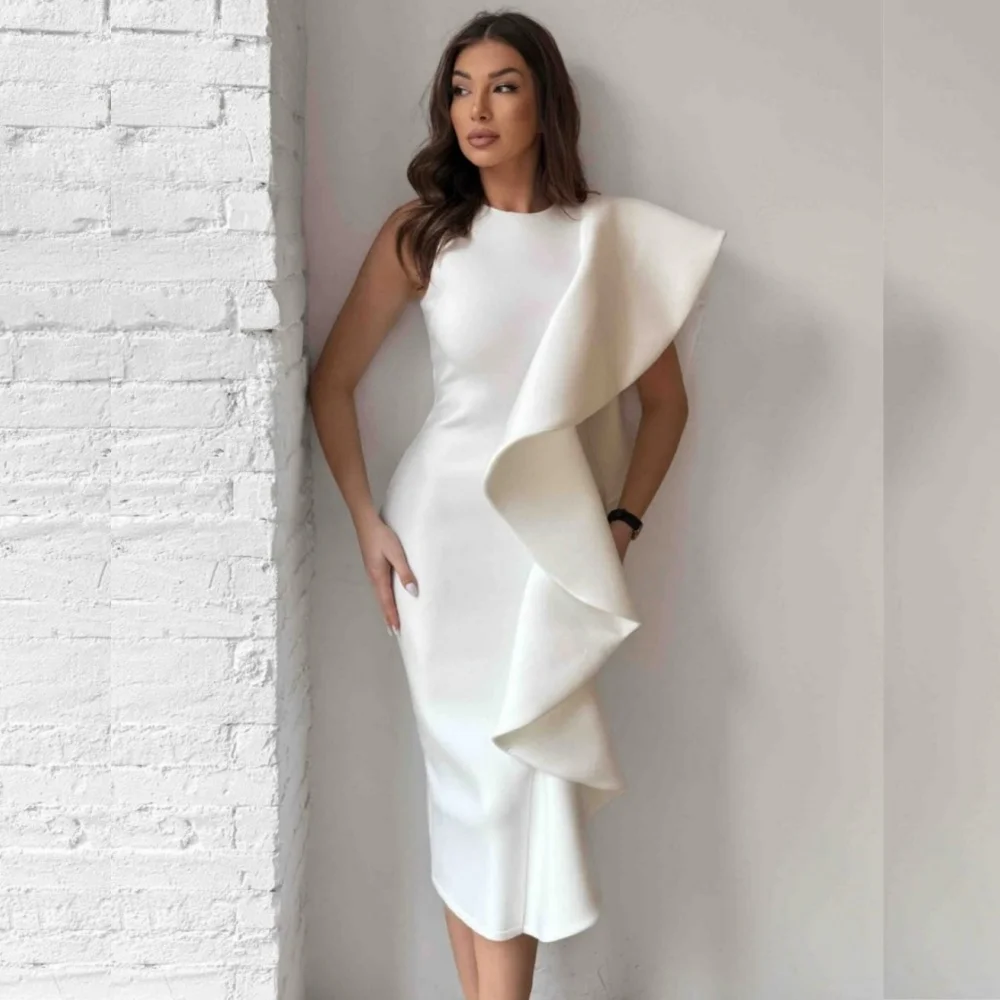 

Customized High Quality Charmeuse Pleat Straight Scoop Neck Midi Dresses Bespoke Occasion Sizes Available