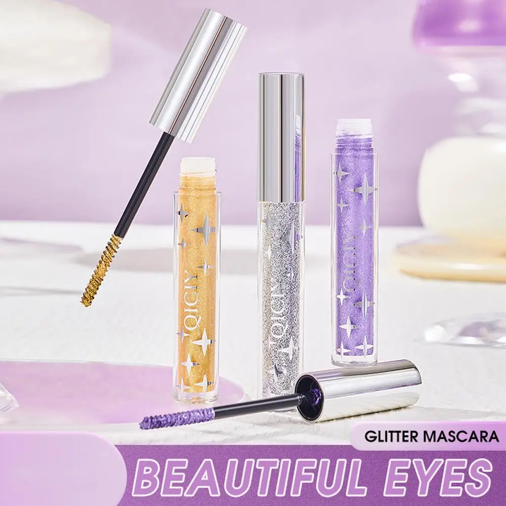 Diamante shimmer rímel glitter lash rímel à prova dwaterproof água duradoura rímel longo maquiagem sombra shimmer longo brilho onda r1s0