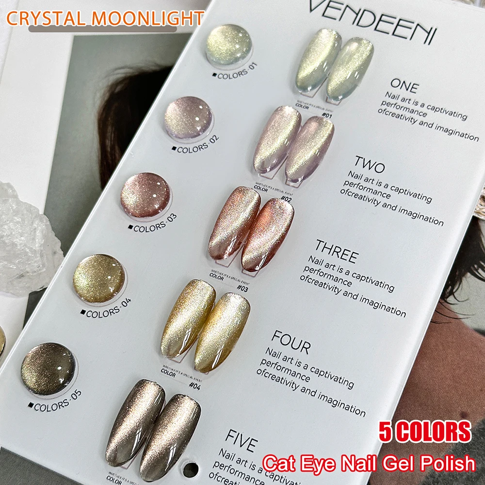 Vendeeni 5 Farben Kristall-Katzenaugen-Gel-Nagellack-Set Magnetischer UV-Soak-Off-Gel-Lack Katzenaugen-Nagelkunst-Gel-Lack mit Display – Detail 9