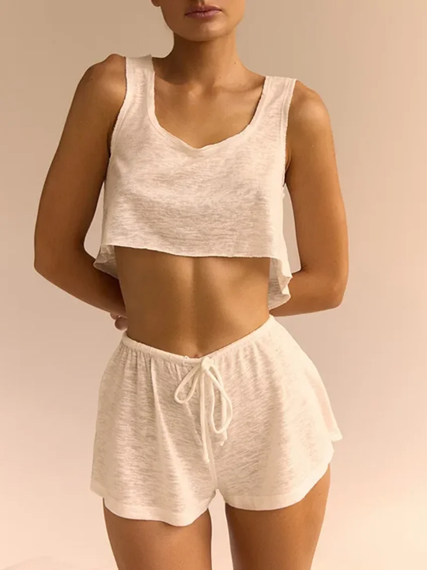 

Комплект для дома Marthaqiqi: повседневная женская ночная одежда, укороченный топ, пижама, ночная сорочка с V-образным вырезом, безрукавка, шорты, домашняя одежда для женщин