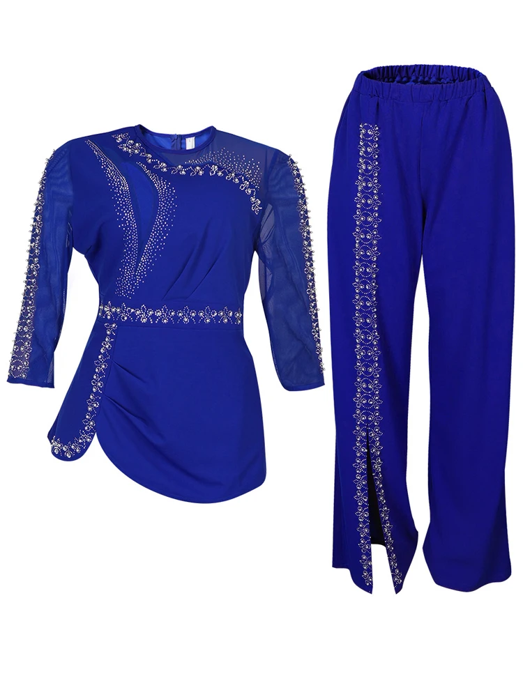 2024 Africa Clothing For Women Tops And Pants Two Piece Set Dashiki Outfits Party Evening Gown Dubai Turkey Kaftan Abayas