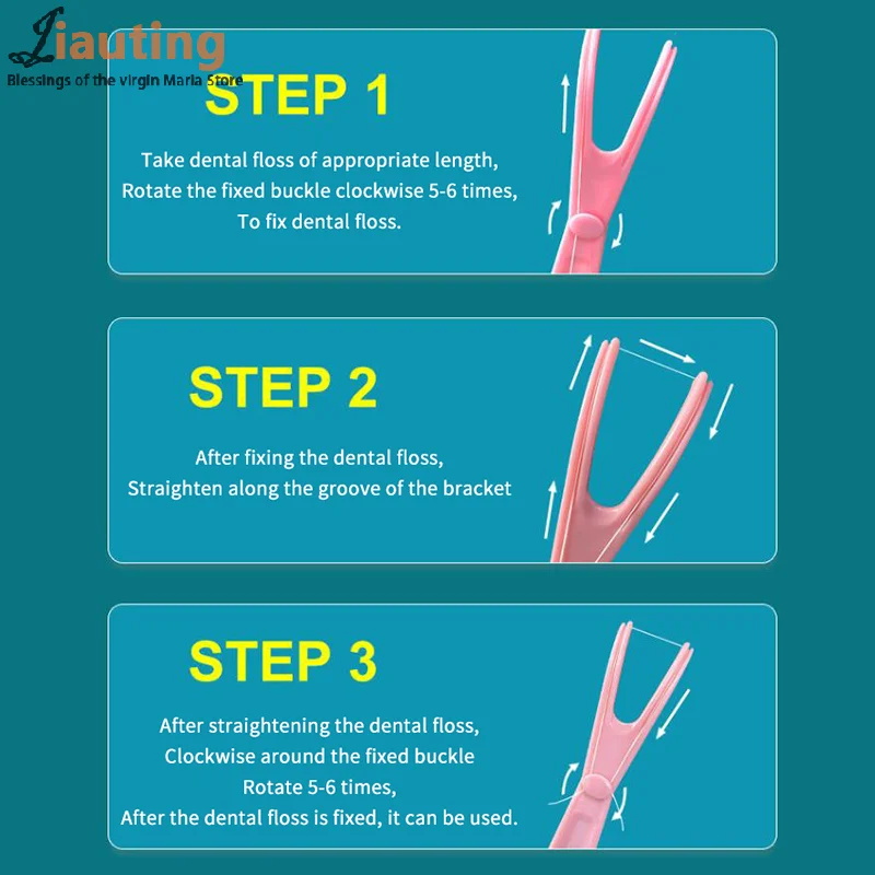 10 متر خيط تنظيف الأسنان مع حامل مع صندوق تخزين تنظيف الأسنان يختار قابلة لإعادة الاستخدام استبدال مقبض عصا أداة عراف للأقواس