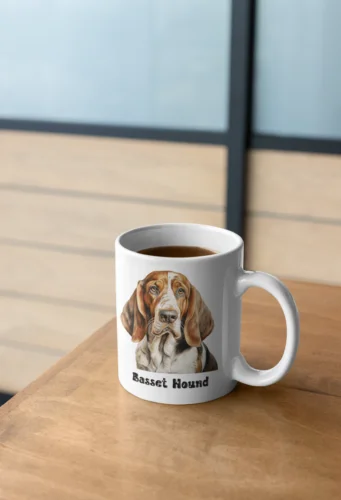 Basset Hound Dog Breed Mug 11oz White Ceramic Dog Lover Gift For Him or Her