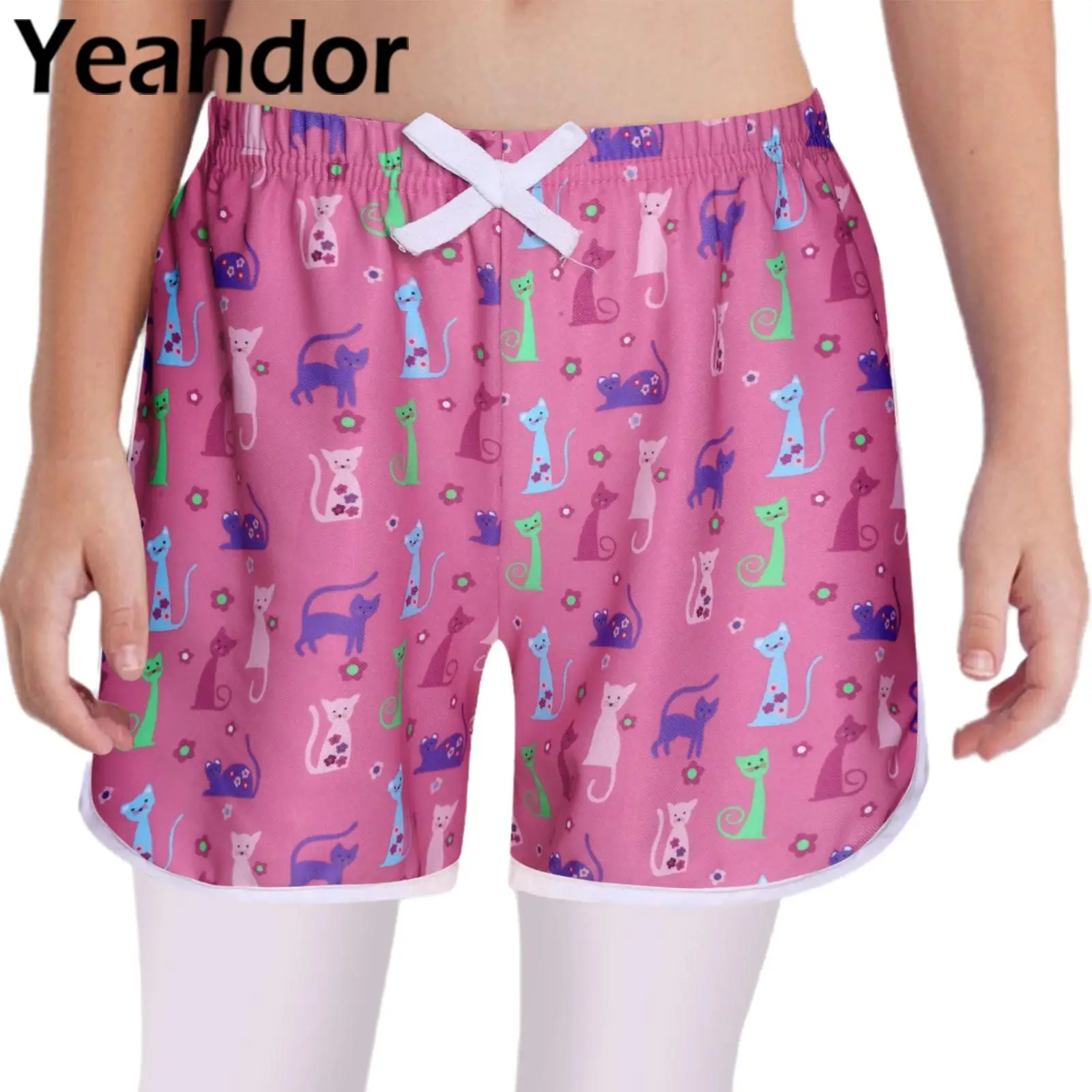 

Детские шорты для плавания для девочек, спортивные штаны с бантом, эластичный пояс с боковыми разрезами, пляжные шорты для плавания, гимнастики, тренировок, фитнеса