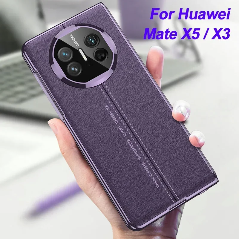 

RICKE Original Case For Huawei Mate X3 With Screen Glass Case Electroplated Painted Leather Hard Cover For Huawei Mate X5 Coque